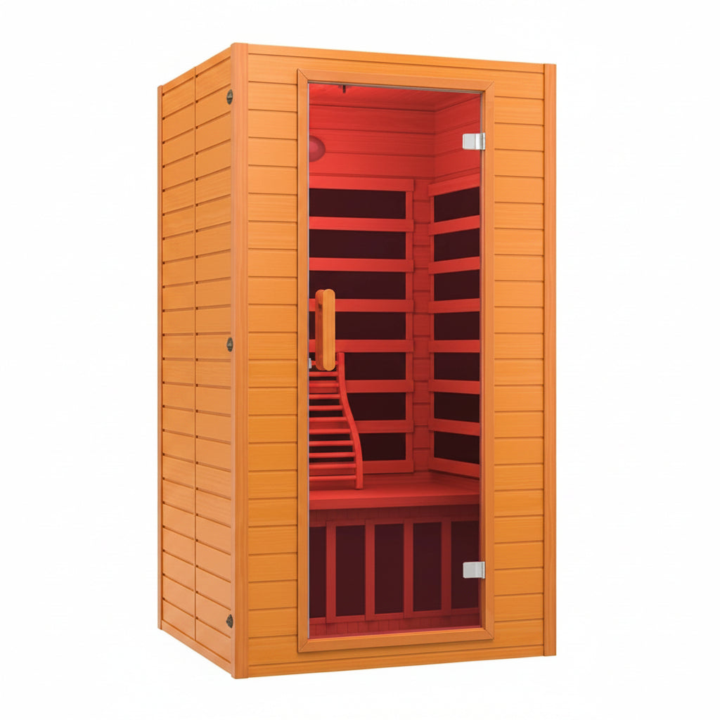 Far Infrared Sauna for Home, Home Infrared Saunas up to 2 Person, Indoor Canadian Hemlock Wood Sauna Room with near Zero Emf, 9 Chromo Therapy Lights, Bluetooth Speakers for Personal Spa