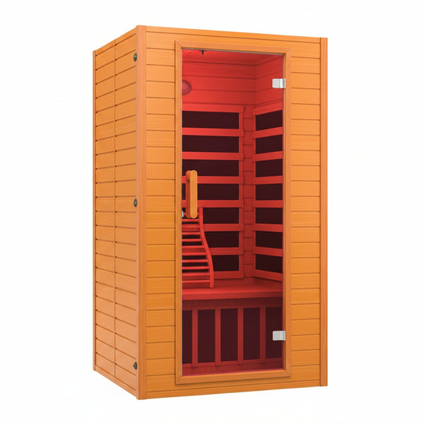 Far Infrared Sauna for Home, Home Infrared Saunas up to 2 Person, Indoor Canadian Hemlock Wood Sauna Room with near Zero Emf, 9 Chromo Therapy Lights, Bluetooth Speakers for Personal Spa